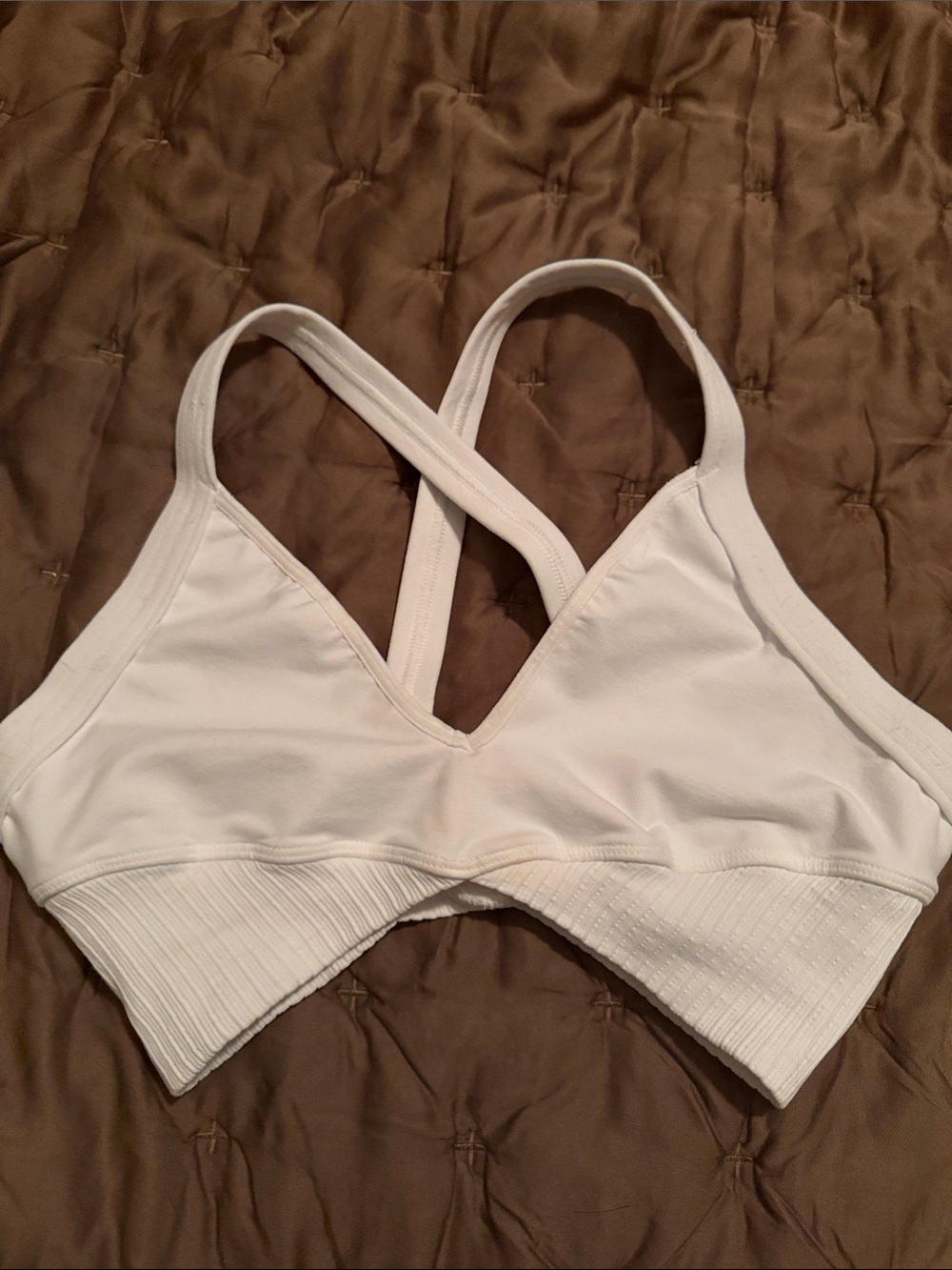 Free People White Seamless Crisscross Sports Bra
